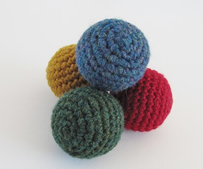 Crocheted Natural Wool Blend Catnip Cat Toy Ball Set of 4, Made in USA - image2